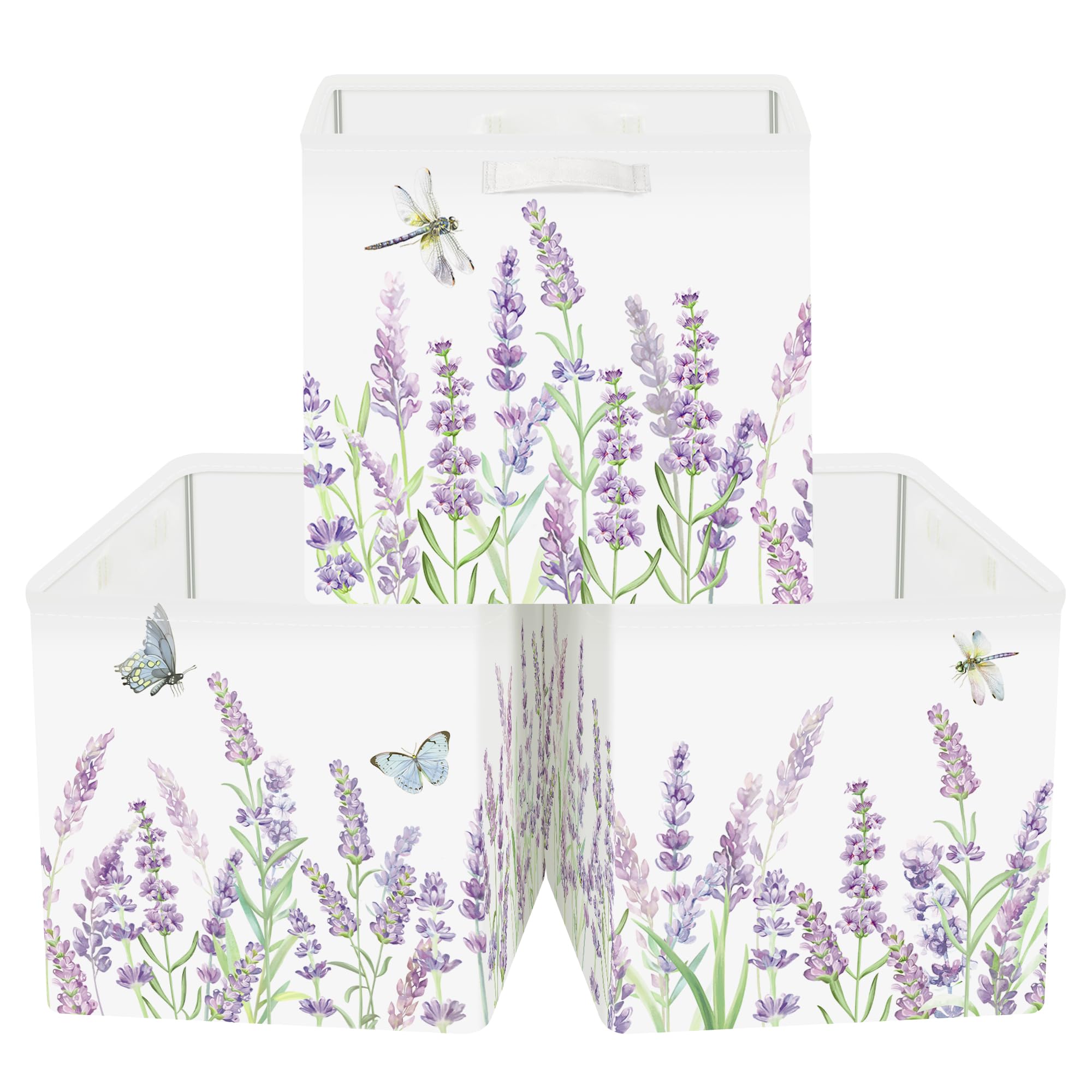 Photo 1 of *INCOMPLETE** HUUMONSS 11.8" Wild Flower Storage Cube Organizer Set *1 PACK**  Clothes Storage Basket Bin for Closet Shelf Garden Butterfly Nursery Kid Room Book Toy Chest, Lavender
