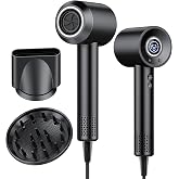 Hair Dryer, 180,000 RPM High-Speed Ionic Blow Dryer with Brushless Motor, 500 Million Negative Ions, LED Display, Low-Noise Professional Hairdryer for Fast Drying, Magnetic Diffuser for Home &amp; Travel