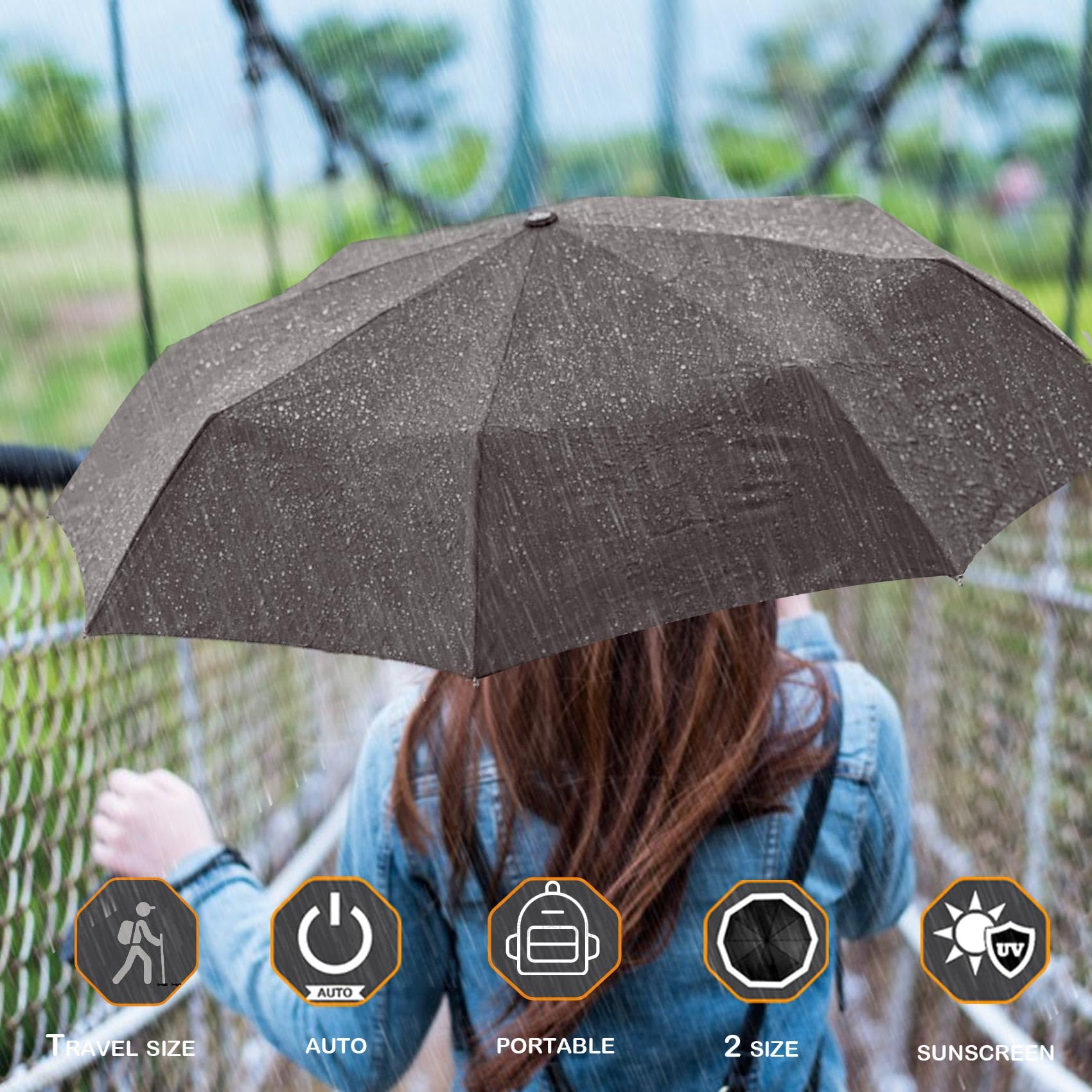 MRTLLOA 42/49 Inch Compact Windproof Travel Umbrella for Rain, Lightweight, Portable, Automatic, Strong, Waterproof Folding Umbrellas for Women, Men and Teenagers