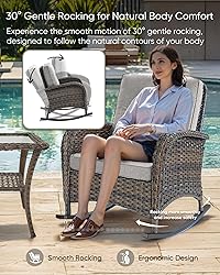 HUMMUH 3-Piece Outdoor Rocking Chairs,All-Weather
