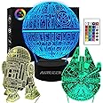 3D Night Light Star Wars Lamp - 3 Patterns With Smart Touch and Remote Control, 16 Color Changing LED Light - Gifts for Birth