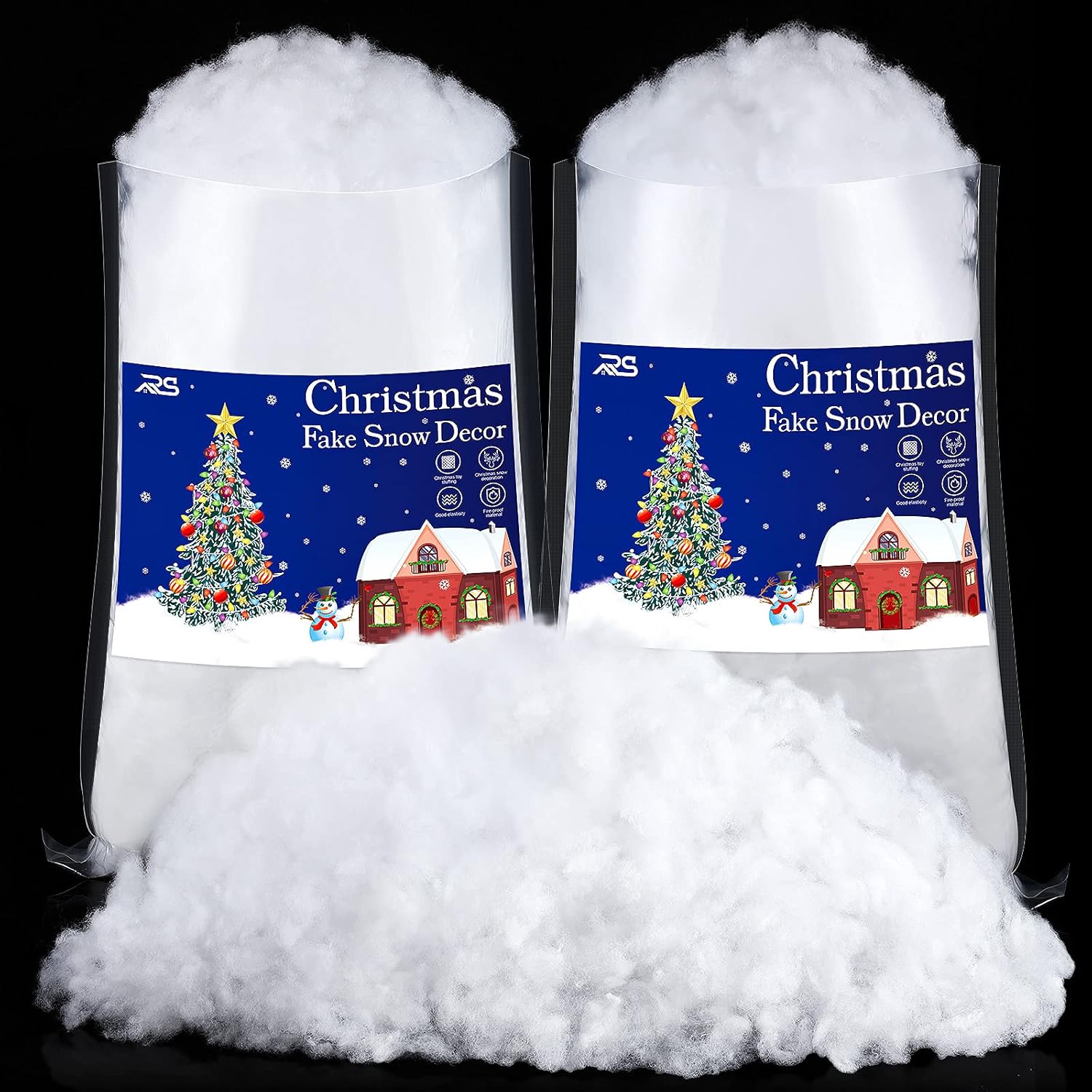 Artificial Snow - Ruisita 2 Pack Christmas Fake Snow Decor 35.3 Ounces Indoor Snow Blanket Like Fluffy Snow Fiber Artificial Snow for Crafts, DIY Christmas Tree Decoration