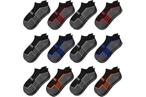 Comfoex 12 Pairs Boys Socks - Ankle Low Cut Athletic Half Cushioned Short Socks For Kids 4-6, 6-8, 8-10 Years Old