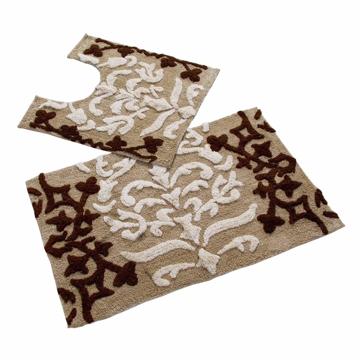 Homescapes 2-teiliges Badematten-Set Damask Badematte 50 x 80 cm und WC