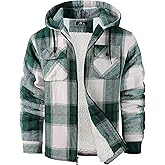 GEEK LIGHTING Men's Flannel Shirts Jacket Sherpa Lined Fleece Plaid Hoodie Long Sleeve Winter Warm Coat