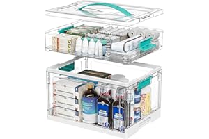 Vtopmart 2-Tier Big Medicine Organizer - Portable Medicine Cabinet with Plastic Handle, Empty First Aid Kit for Home and travel