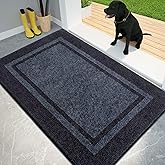 PURRUGS Dirt Trapping Door Mat 34" x 60", Non-Slip Machine Washable Entryway Rug, Entrance Mat, Indoor Front Door Mat, Super Absorbent Entry Rug for Muddy Shoes & Paws, Bluish Grey & Charcoal