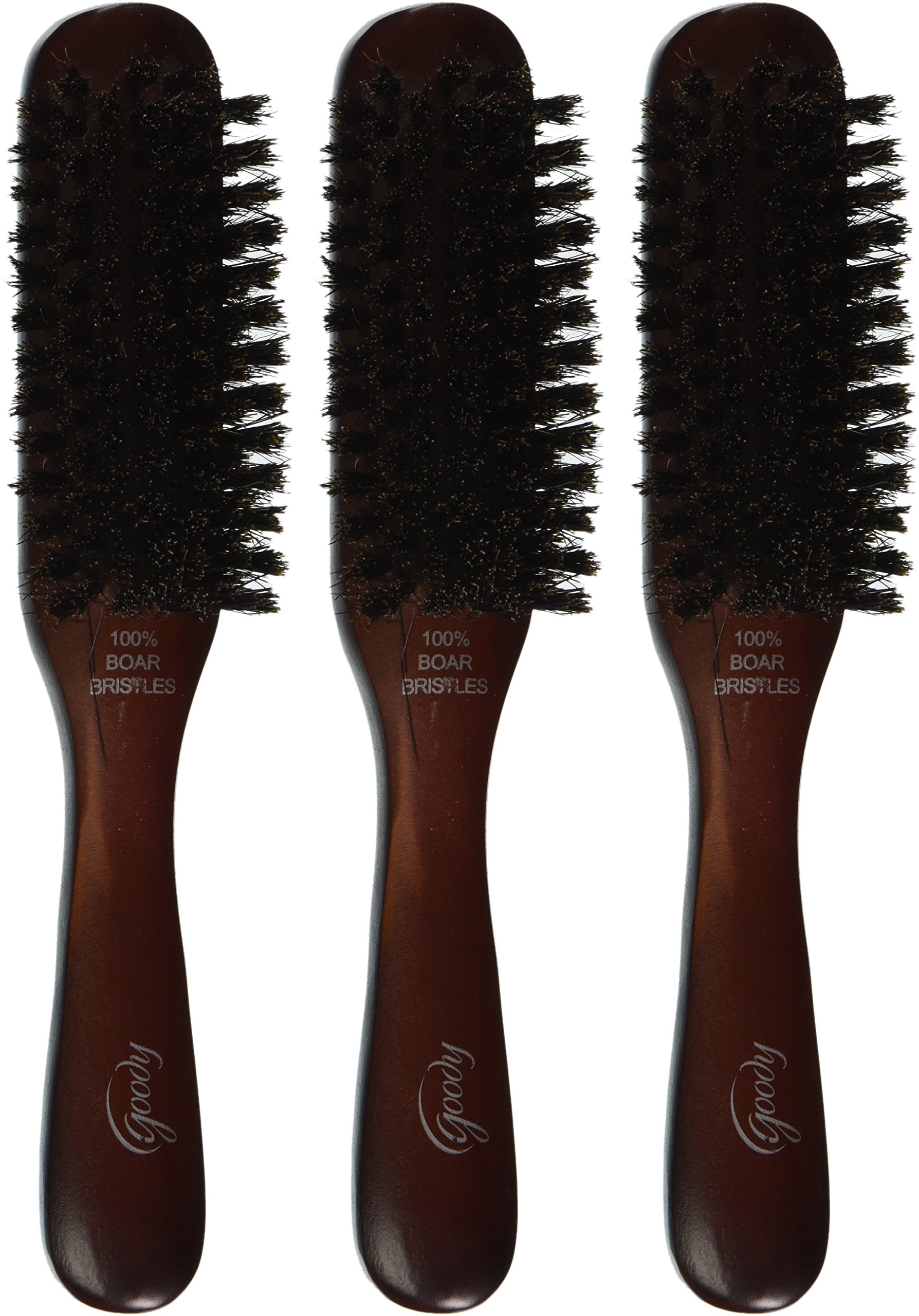 Goody Smooth and Sleek Wood Styling Brush with Natural Boar Bristles, Flyaway Free Finish, For All Hair Types, Brown, 1CT