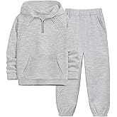 NECIOUS Boys Clothes 2 Piece Long Sleeve Quarter Zip Hoodie Sweatshirt and Sweatpants Fall Winter Sweatsuit 6-12Y