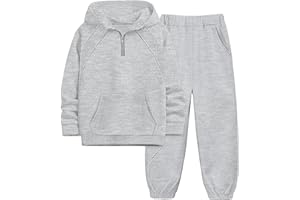 NECIOUS Boys Clothes 2 Piece Long Sleeve Quarter Zip Hoodie Sweatshirt and Sweatpants Fall Winter Sweatsuit 6-12Y