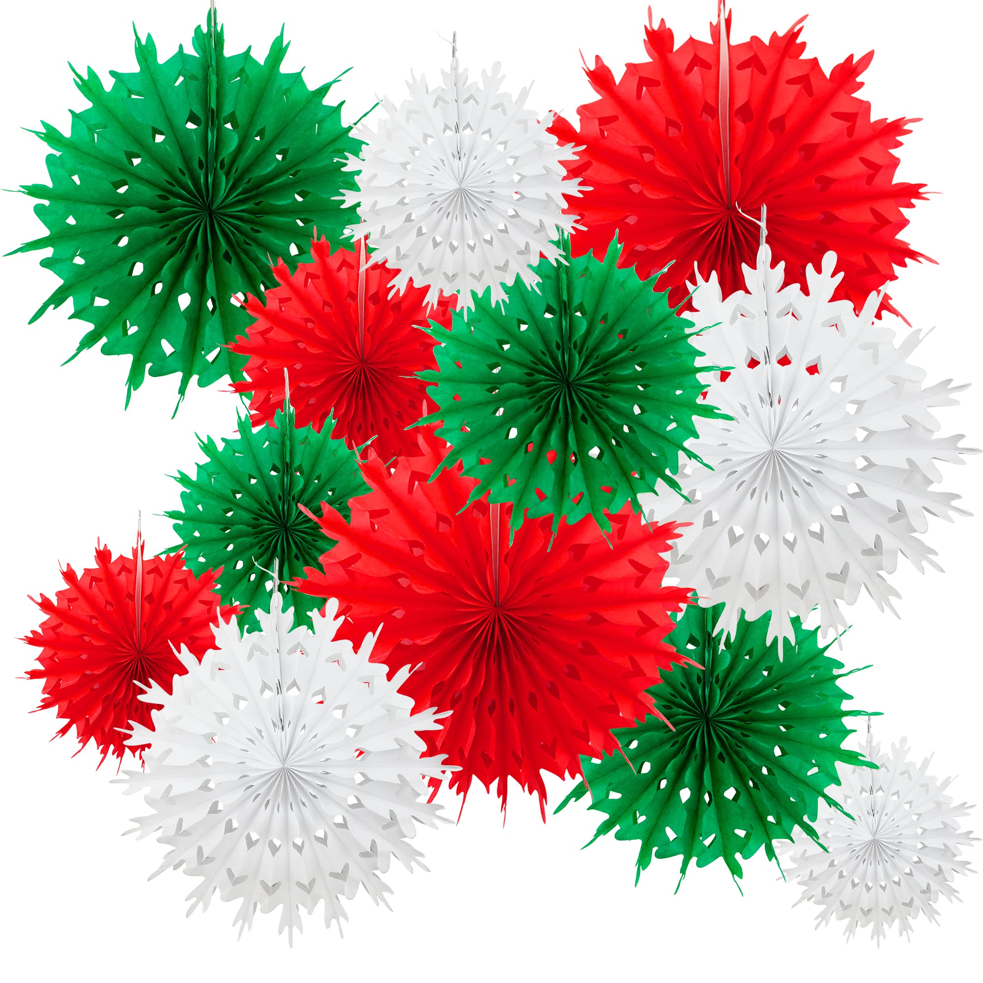 Time to Sparkle 12 Pack Mix Tissue Paper Fan Party Fan Snowflake Christmas Wedding Decoration Xmas Shade