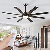 Fanbulous Ceiling Fan with Light, 72 inch Large Black Ceiling Fan with Light and Remote, Indoor/Outdoor use for Living Room Patio, 6 Speeds, Reversible Quiet DC Motor, 3 CCT, Bi-color 8 Blades