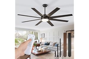 Fanbulous Ceiling Fans with Lights, 72 inch Large Ceiling Fan with Light and Remote, Outdoor Black Ceiling Fan for Living Room Patio, 6 Speeds, Reversible Quiet DC Motor, 3 CCT, Bi-color 8 Blades