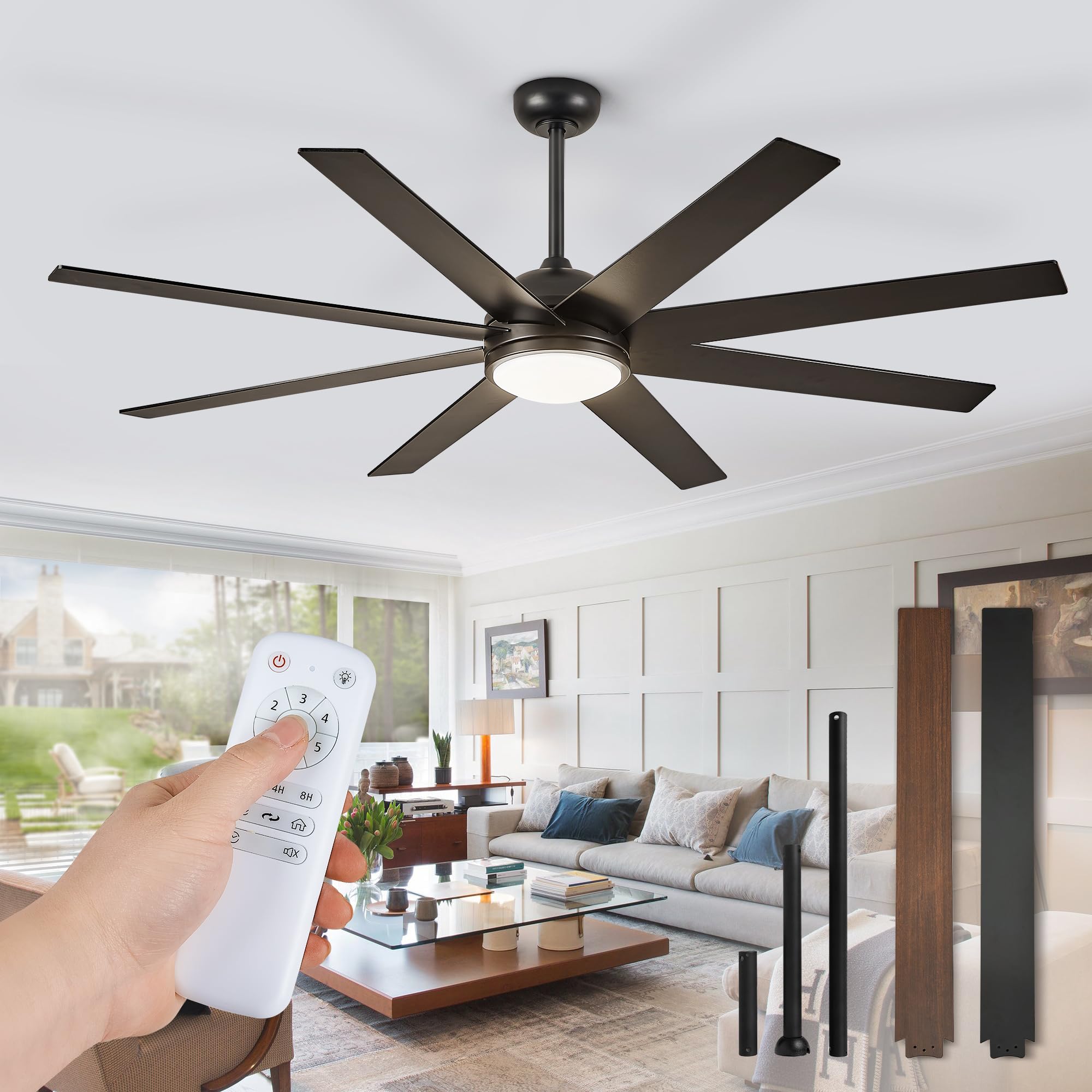 Fanbulous Ceiling Fans with Lights, 72 inch Large