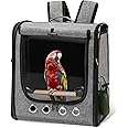 SUERTREE Bird Carrier Bag Bird Travel Cage with Stand, Lightweight Backpack for Parrot, Portable Bird Travel Bag, Pet Transparent Breathable Travel Cage (X-Large)