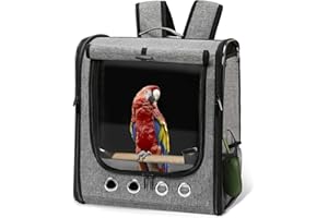 SUERTREE Bird Carrier Bag Bird Travel Cage with Stand, Lightweight Backpack for Parrot, Portable Bird Travel Bag, Pet Transparent Breathable Travel Cage (X-Large)