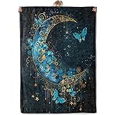 Aonimonis Moon and Butterflies Throw Blanket Gifts for Women Adults Girls, Soft Fuzzy Warm Cozy Flannel Blankets for Bedroom, Travel, Couch, Home Decor 50x60 in