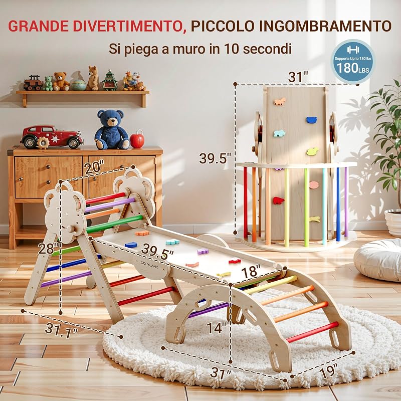 Arrampicata per Bambini 8 in 1, Triangolo Pikler, Colori Mix