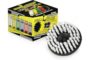 Drillbrush 5" Round Soft Bristle Scrub Brush Power Drill Attachment - Car Carpet Cleaning - Interior Detailing Tool - Tire Cleaner Drill Attachment - Automotive Seat Cleaning Brush - Wheel Polishing