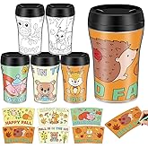 Yiyiring Set of 12 Thanksgiving Fall DIY Color Your Own Cups 10 oz Coloring Cups Color Your Own Plastic Mugs Fall Crafts for Adults Party Favors Crafts Home Activities Gifts