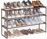 SONGMICS 3-Tier Shoe Rack Storage Organizer Walnut Brown LSA303K01