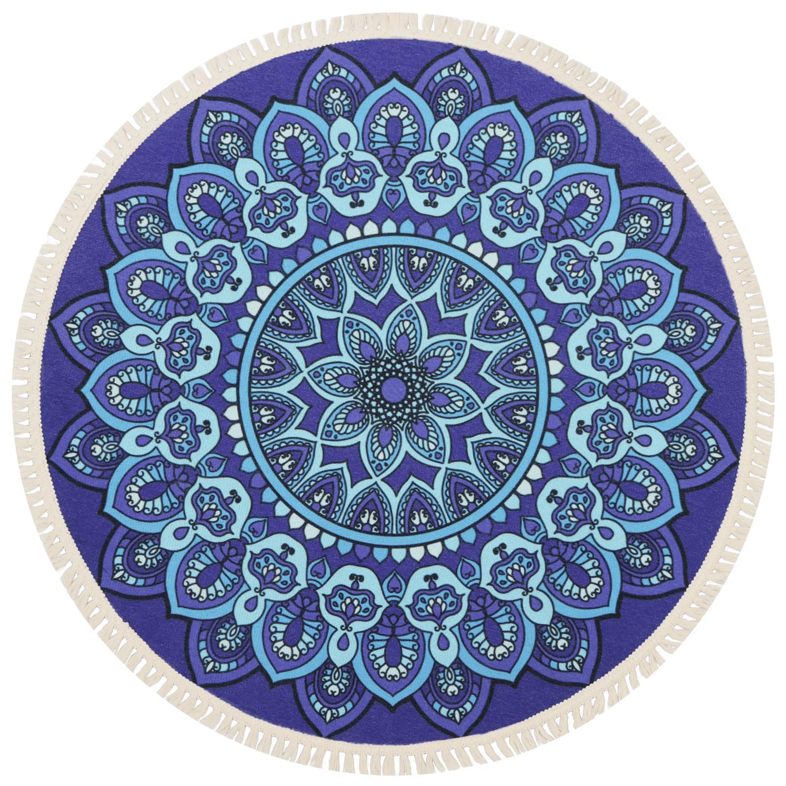 Terafeels Kitchen Rug Navy Blue Mandala Round Bohemian Round Table Cloth Home Decor Yoga Mat Meditation Picnic Rugs 2ft Circle for Bedroom Living Room Kitchen Entryway Dia 60cm, 298060