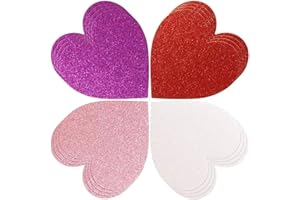 BWkoss 100Pcs Glitter Heart Cutouts Mother's Day Heart Confetti Red Purple Pink White Hearts Paper Accent Cutouts for Classroom Bulletin Border Holiday Wedding Bridal Shower Decors