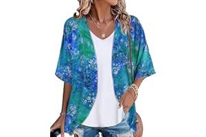 JOELLYUS Womens Kimono Beach Cover Up Chiffon Cardigan Floral Tops Loose Capes
