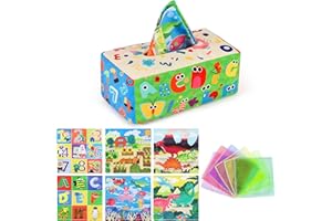 URMYWO Baby Tissue Box Toy, Baby Toys 6-12 Months, Soft Crinkle Sensory Toys for Infant Toddlers, Montessori Toys for Babies, Baby Boy Girl Gifts