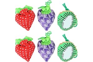 HEALEEP 6pcs Folding Fruit Shopping Bags Foldable Reusable Grocery Storage Tote Portable Multi-style