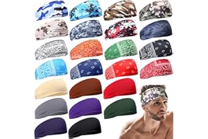 Chuarry 24 Pcs Sports Headbands for Men Women Sweatbands Non Slip Moisture Wicking Headband for Running Hiking Cycling Yoga