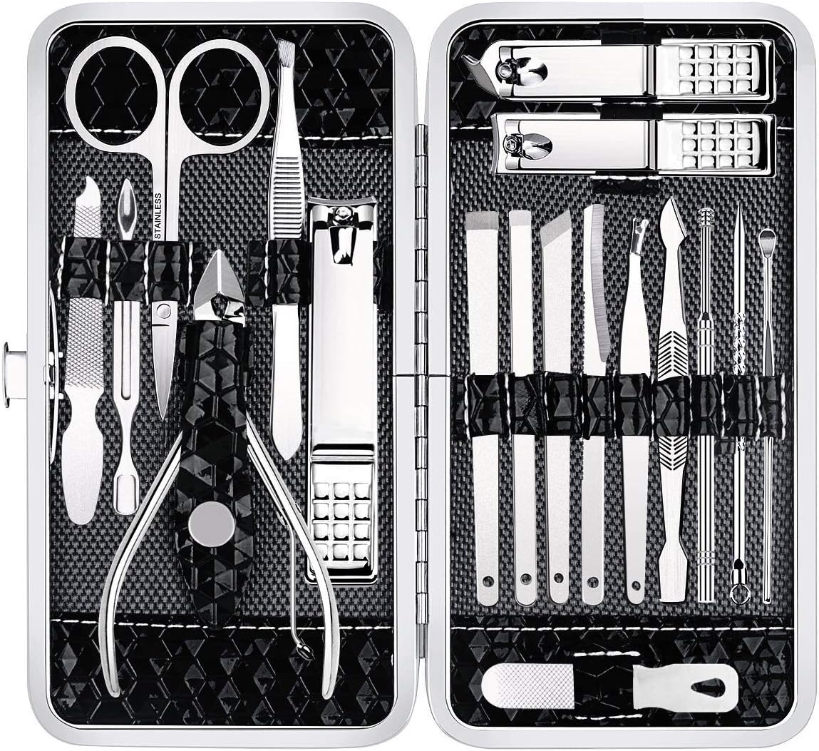 Manicure Set Nail Clippers Pedicure Kit -18 Pieces Stainless Steel Manicure Kit, Professional Grooming Kits, Nail Care Tools with Luxurious Travel Case