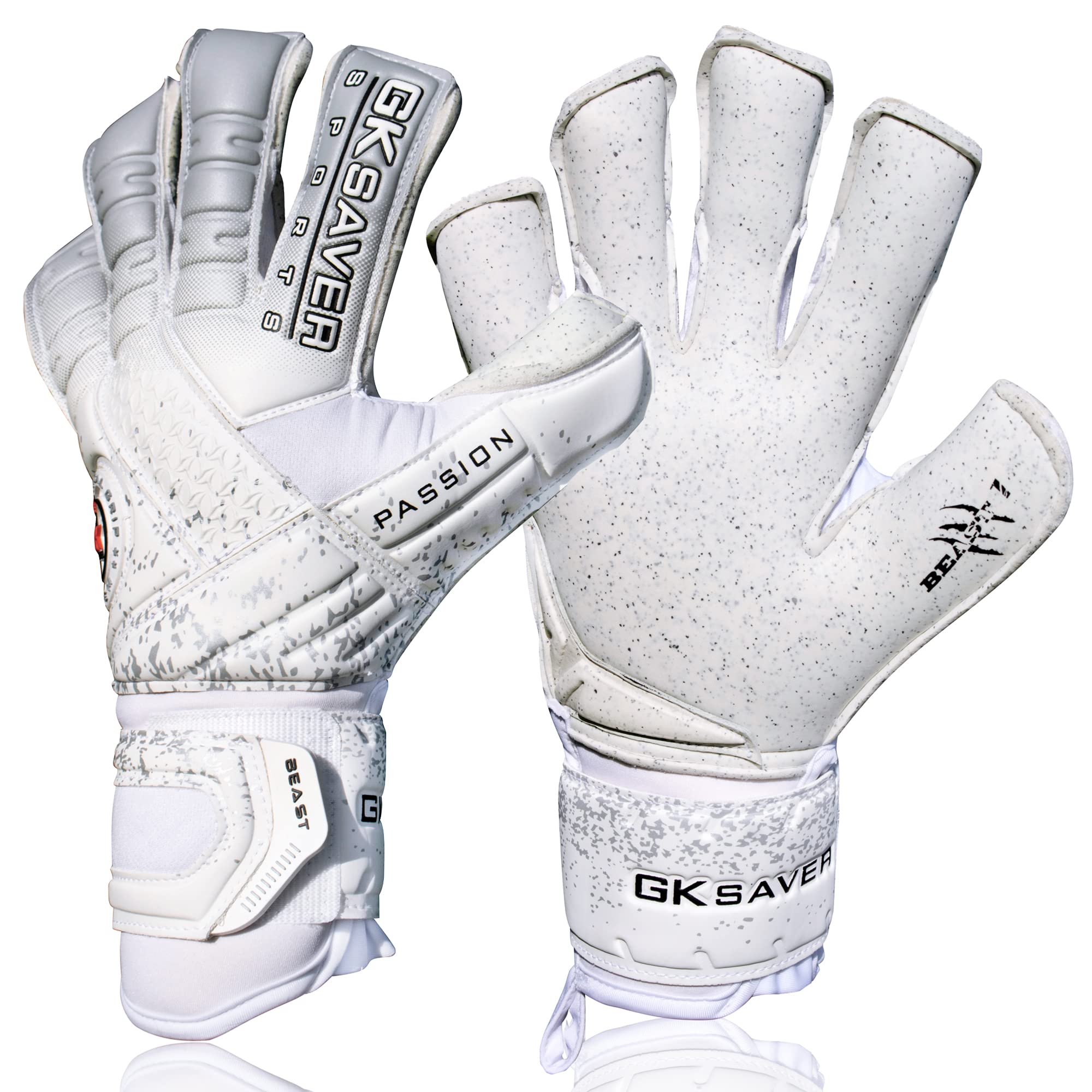 GK Saver Football Goalkeeper Gloves Passion Beast Pro Professional Anti Slip Grip Palm Soccer Goalie Gloves. (Passion Beast Pro 1, SIZE 10)