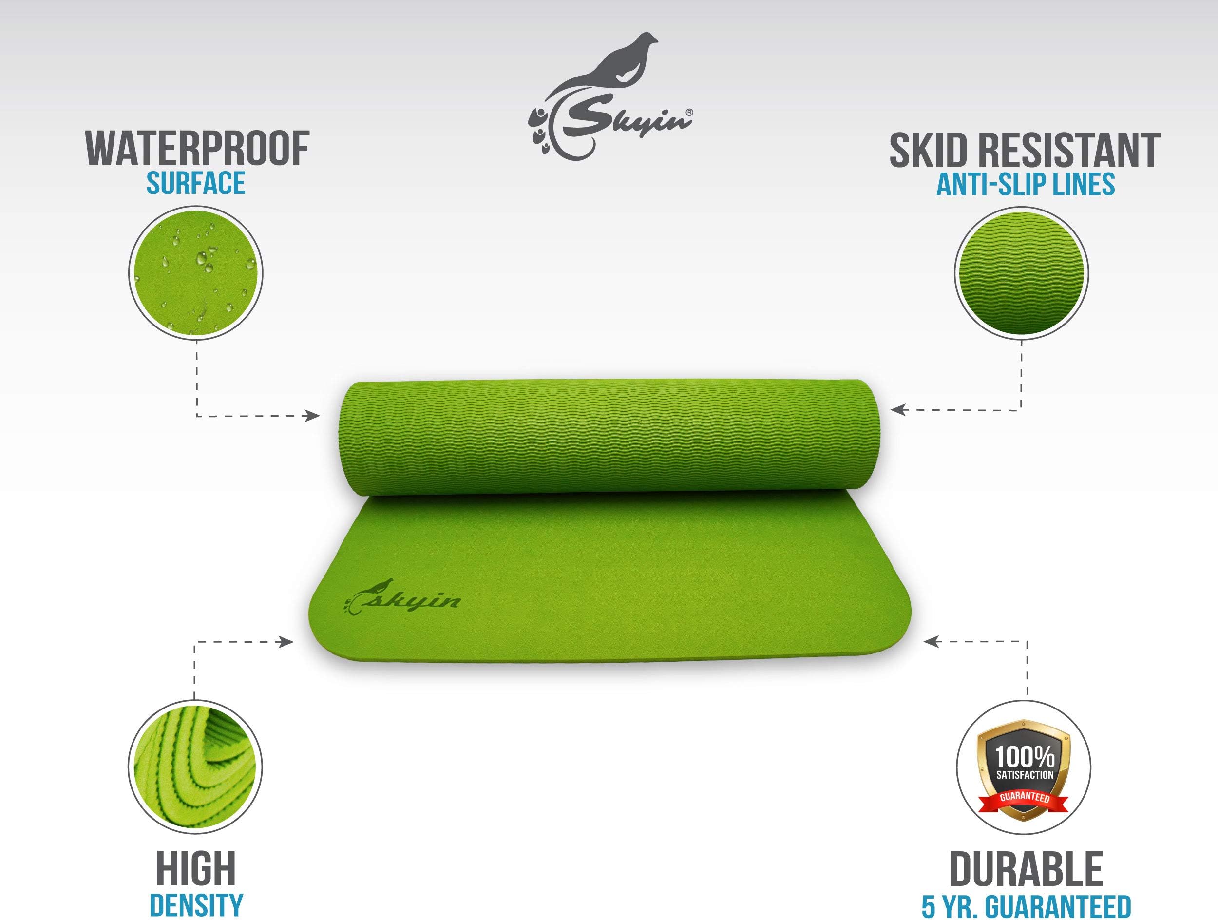 Skyin Yoga mat,Best No-Slip Hot Yoga Mat,SGS Approved No-Toxic,TPE Yoga mat,Ideas for Exercise,Yoga and Pilates