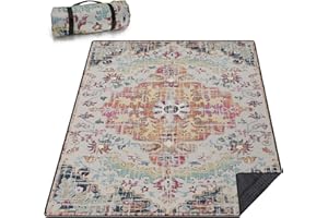 Wruzbxcn Picnic Blankets Waterproof Sandproof Picnic Beach Blanket Foldable Portable Travel Large Vintage Boho Camping Blanket for Outdoor Beaches,Parks,Hiking-Retro Boho 80" X 60"