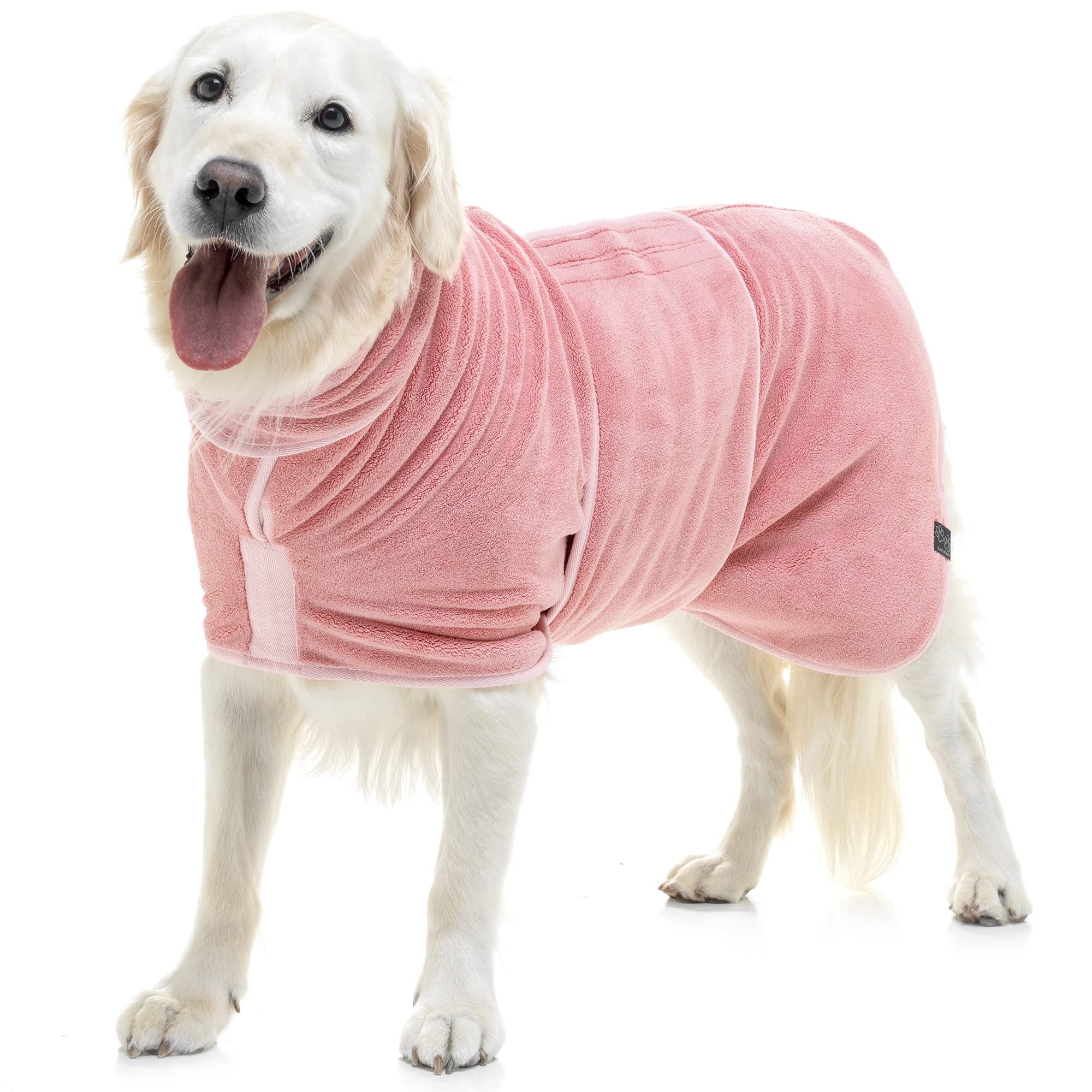 Lucky Paws® UK Dog Drying Coat - Luxurious Double Layer Dog Towel Robe - Dry Your Dogs in Minutes - Ultra Absorbent Drying Robe & Super Soft Dressing Gown (S, Dusty Pink) — image 1