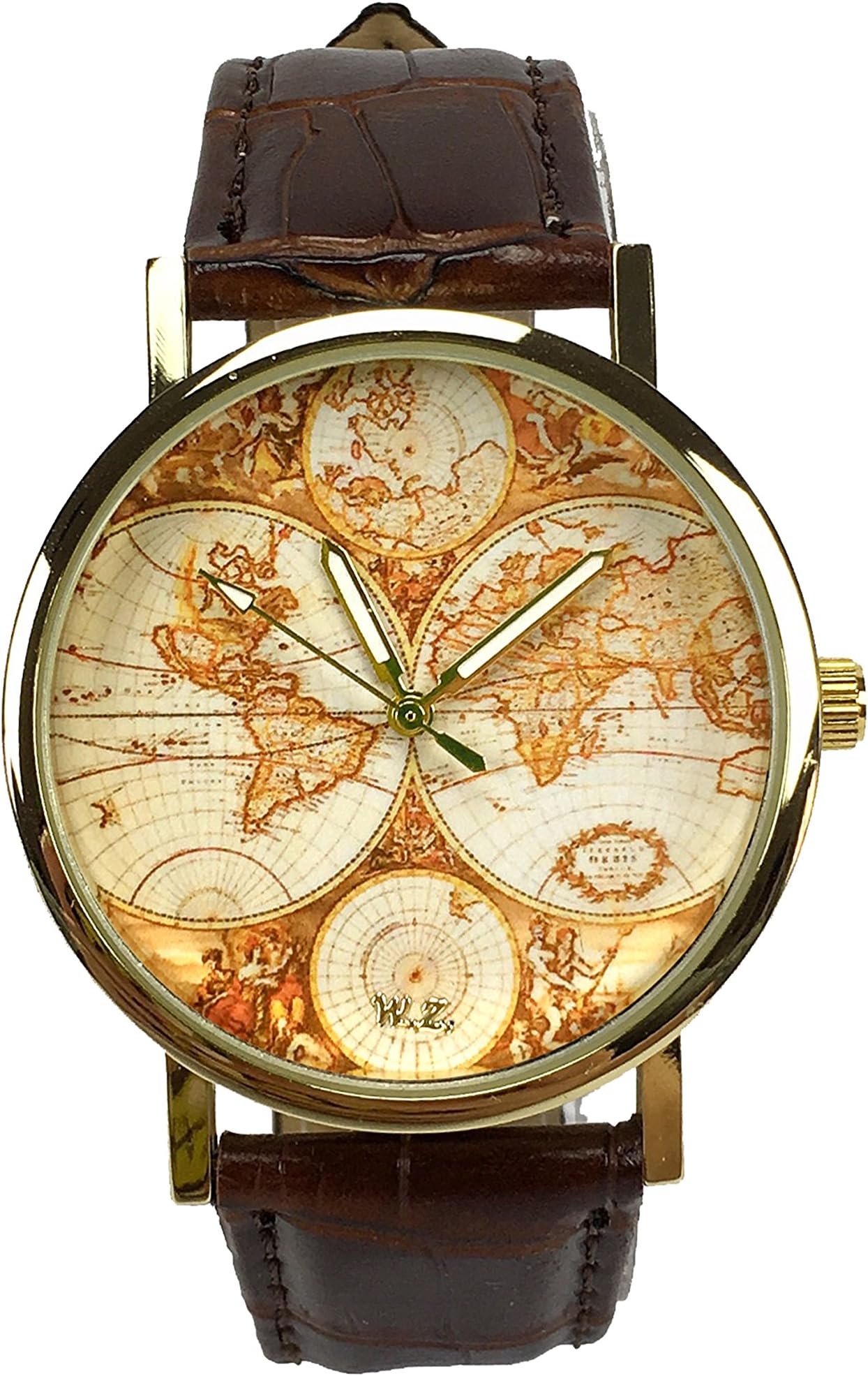Woodstock Zambon Quartz watch unisex "World Vintage Old School" map world globe earth gift vintage birthday original style