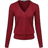 Women's Basic Solid V-Neck Button Closure Long Sleeves Sweater Cardigan