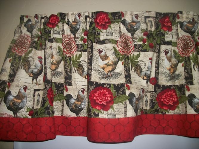 French Country Rooster Chicken Farm Kitchen Farmhouse Tan Fabric