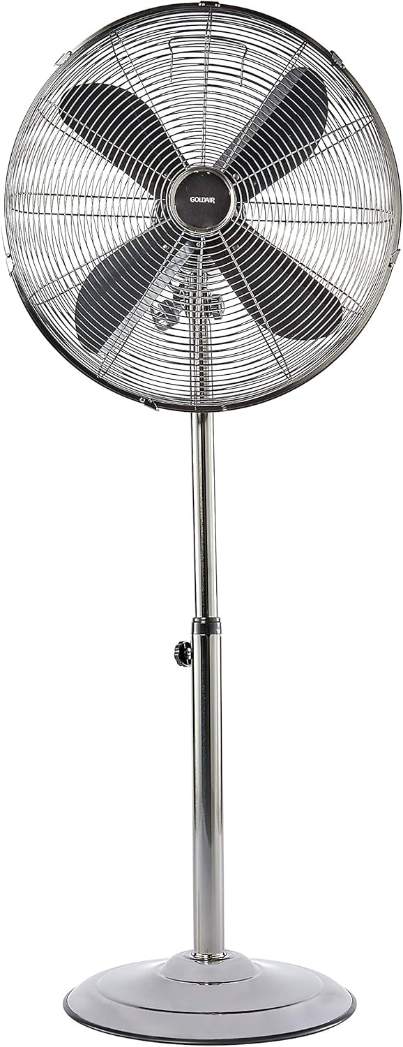 Goldair Pedestal Fan 45cm Metal, Black Chrome Home