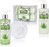 BRUBAKER Bath & Shower Set Aloe Vera 13 Pc Gift Basket Lotion Gel Fizzers Salts view 4