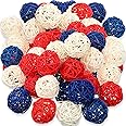 45 Pieces 4th of July Rattan Balls Red White and Blue Wicker Balls 1.8 Inch Decorative Balls for Centerpiece Bowls Sphere Orb Filler Decor Natural Rattan Ball Decorations Vase Ornament for Table