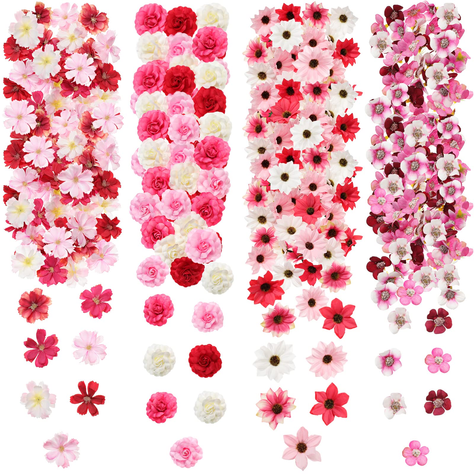Cindeer 217 Pcs Mini Artificial Flowers Bulk Craft Fake Rose Daisy ...