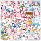 Axolotl Stickers,50 Pcs Cute Axolotl Vinyl Waterproof Stickers for Water Bottle,Laptop,Phone,Skateboard,School Supplies,Kids Teens Girls