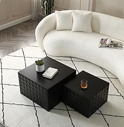 LKTART MDF End Table Handcrafted Relief Side Table