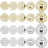 20 Pieces 8 mm Zirconia Cubic Beads, Round Rhinestone Bracelet Spacer Charms,Crystal Zirconia Stones, Ball Beads for Jewelry Making DIY(White, Gold)