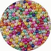 1000 Pcs Pearl Craft Beads - Loose Pearls, 6mm Round Spacer Beads for Earring, Bracelet, Necklace, Key Chains, Jewelry DIY Craft Making, Decoration and Vase Filler (6mm, Mix Colors)