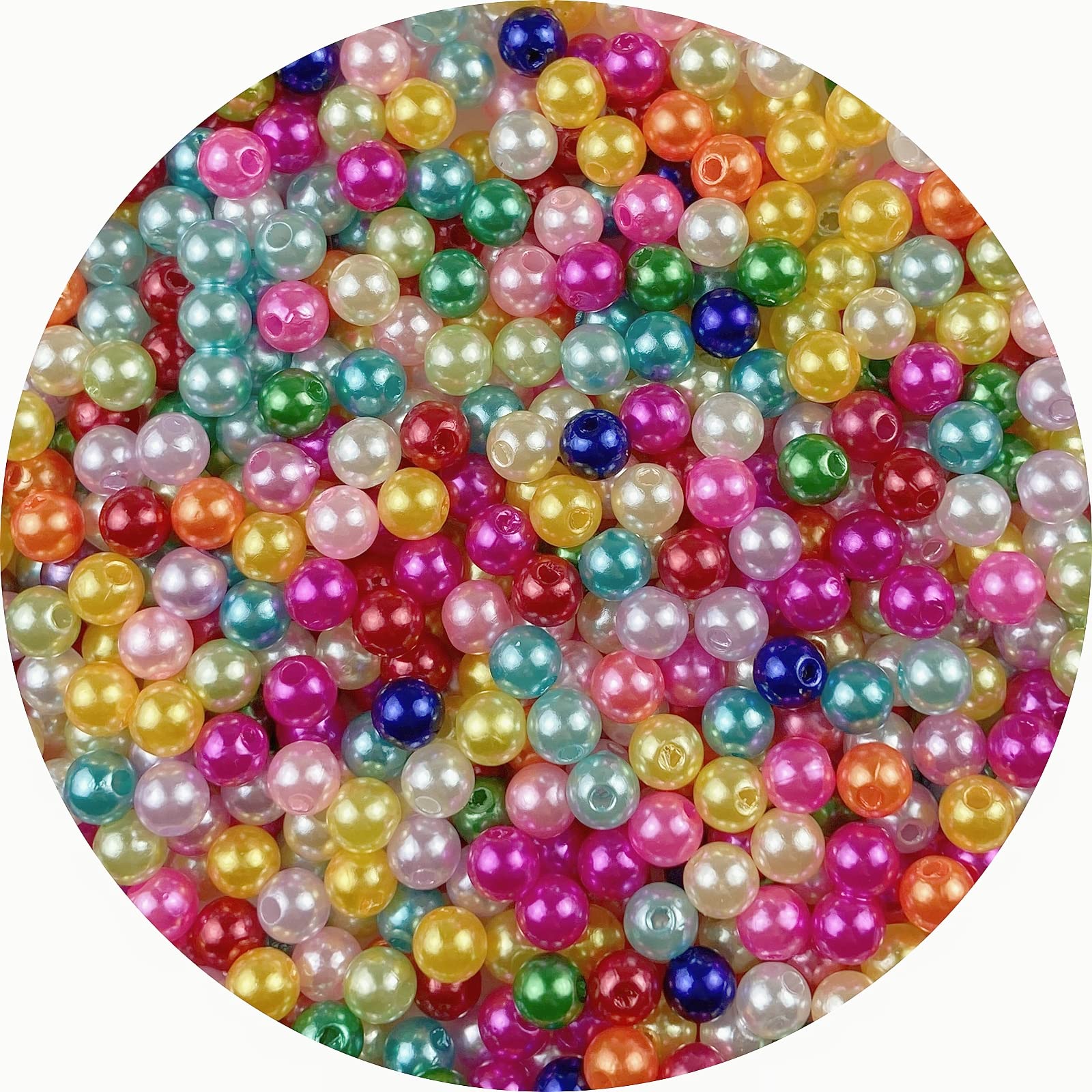 View 1 of 1000 Pcs Pearl Craft Beads - Loose Pearls, 6mm Round Spacer Beads for Earring, Bracelet, Necklace, Key Chains, Jewelry DIY Craft Making, Decoration and Vase Filler (6mm, Mix Colors)
