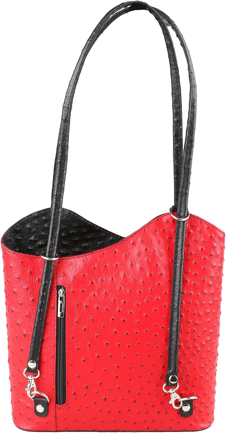 Chicca Tutto Moda CTM Borsa da Donna a Spalla in Pelle di Struzzo Vera  Pelle 100% Made in Italy 28x30x9cm Borse Scarpe e borse berjaya.edu.my