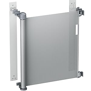 KMV Retractable Baby Gate, Mesh Dog Gate Safety Barrier for Kids or Pets, 35” Tall, Extends Up to 71” Wide - for Stairs, Doorways, Hallways, Indoor, Outdoor (Grey)